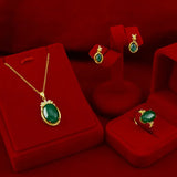 Emerald Jade Gemstone Bridal Jewelry Set for Women
