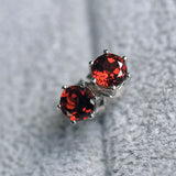 Red Garnet 925 Silver Stud Earrings Birthstone Gift