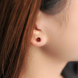 Red Garnet 925 Silver Stud Earrings Birthstone Gift