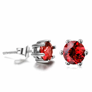 Red Garnet 925 Silver Stud Earrings Birthstone Gift