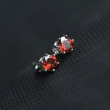 Red Garnet 925 Silver Stud Earrings Birthstone Gift