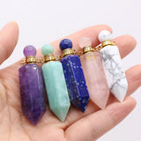 Tiger Eye Stone Smoky Quartzs Perfume Bottle Pendant