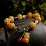 Colorful Jade Feng Shui Buddha Bracelet Piuxiu Gourd Charm Wealth Bangle
