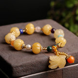 Colorful Jade Feng Shui Buddha Bracelet Piuxiu Gourd Charm Wealth Bangle
