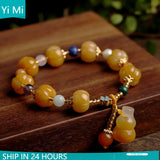 Colorful Jade Feng Shui Buddha Bracelet Piuxiu Gourd Charm Wealth Bangle