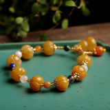 Colorful Jade Feng Shui Buddha Bracelet Piuxiu Gourd Charm Wealth Bangle
