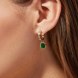 Stone Stainless Steel Jewelry Set 18k Chain Green Agate Necklace Earrings