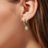 Stone Stainless Steel Jewelry Set 18k Chain Green Agate Necklace Earrings