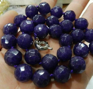10mm Amethyst Beaded Necklace 18 inches