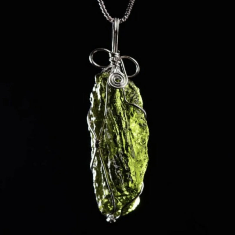 100% AAAA Czech Meteorite Green Pendant for Meditation Healing