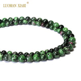 100% Epidote Zoisite with Ruby Stone Beads for Jewelry Making 15'' Strand