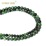 100% Epidote Zoisite with Ruby Stone Beads for Jewelry Making 15'' Strand