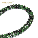 100% Epidote Zoisite with Ruby Stone Beads for Jewelry Making 15'' Strand