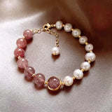 Freshwater Pearl Strawberry Crystal Bracelet for Women