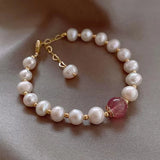Freshwater Pearl Strawberry Crystal Bracelet for Women