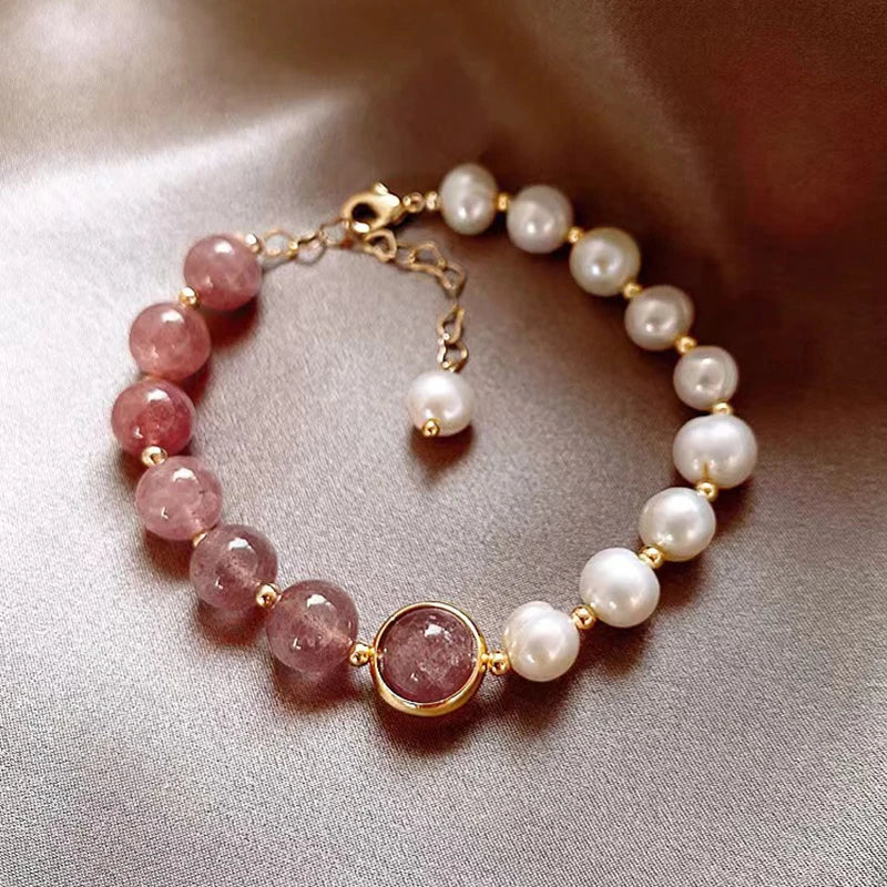 Freshwater Pearl Strawberry Crystal Bracelet for Women