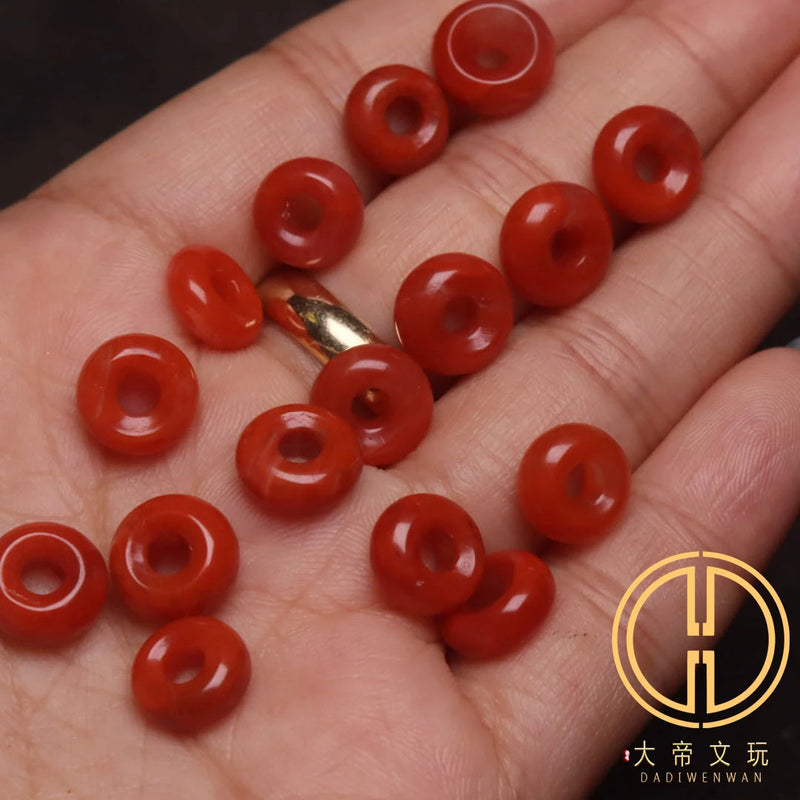 Southern Red Agate Carved Septum Bead DIY Accessories for Women Men