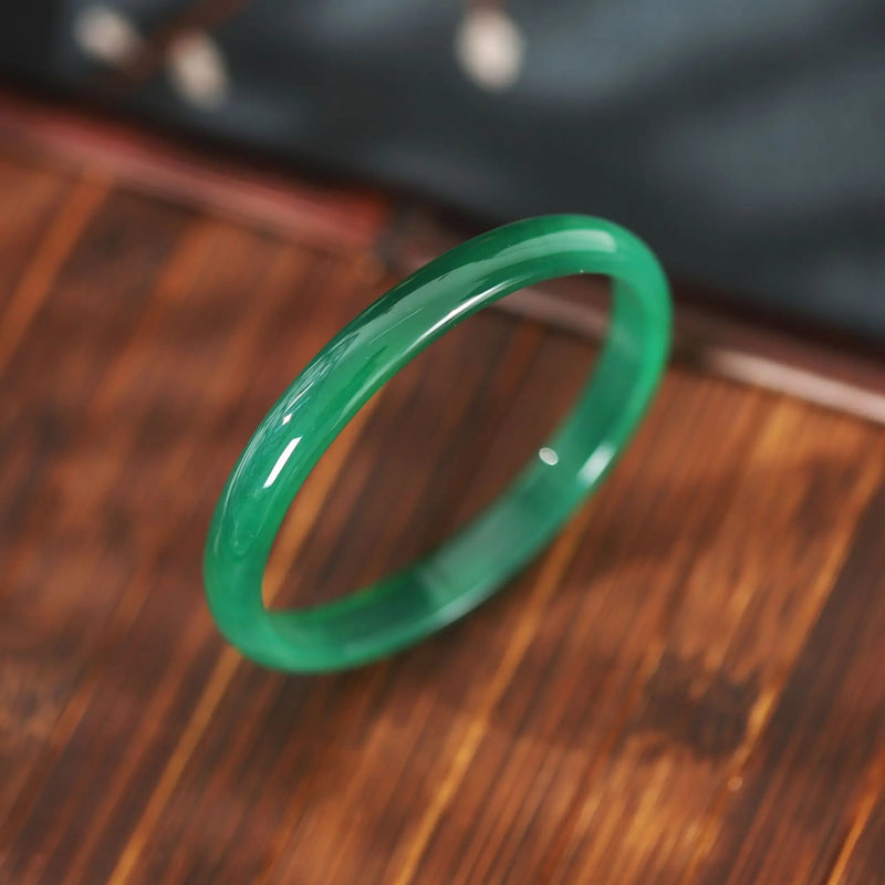 Real Chalcedony Green Jadeite Bangle for Women