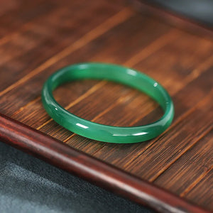 Real Chalcedony Green Jadeite Bangle for Women