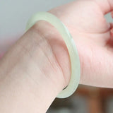 100% Real Chalcedony Green Jade Bangle - Light Green Jadeite Bangle for Women