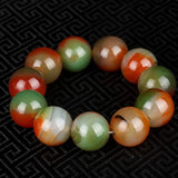100% Real Chromatic Agate Jade Round Beads Carved Bracelets Gift