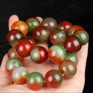 100% Real Chromatic Agate Jade Round Beads Carved Bracelets Gift