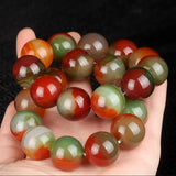100% Real Chromatic Agate Jade Round Beads Carved Bracelets Gift