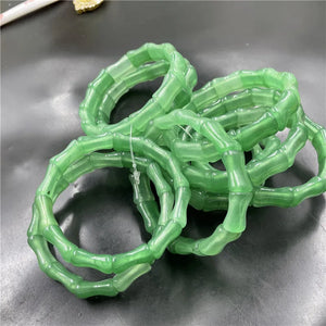 Real Green Jade Bamboo Beads Bracelets for Couples Gift