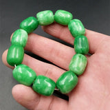 Jade Cask Beads Carved Round Bracelet Set for Couples