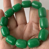 Natural Green Jadeite Cask Beads Bracelets for Couples - Men Women Gift