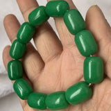 Natural Green Jadeite Cask Beads Bracelets for Couples - Men Women Gift