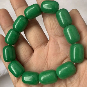 Natural Green Jadeite Cask Beads Bracelets for Couples - Men Women Gift