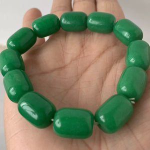 Natural Green Jadeite Cask Beads Bracelets for Couples - Men Women Gift