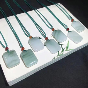 Real green jade Bless peace pendant necklace Chinese retro charm women's jewelry