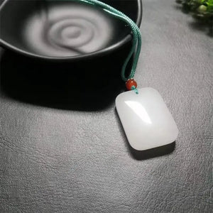 Real green jade Bless peace pendant necklace Chinese retro charm women's jewelry