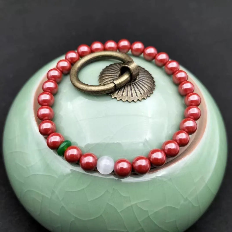 Red Cinnabar Jade Couples Bracelets - Gift with Jade Bracelet