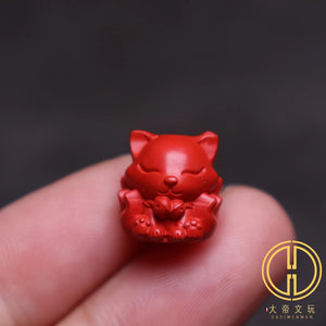 Red Cinnabar Jade Nine Tails Fox Bracelet Necklace for Good Luck