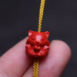 Red Cinnabar Jade Nine Tails Fox Bracelet Necklace for Good Luck