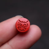 Cinnabar Jade Round Beads Carved Zodiac Necklace for Good Luck