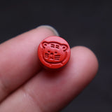 Cinnabar Jade Round Beads Carved Zodiac Necklace for Good Luck