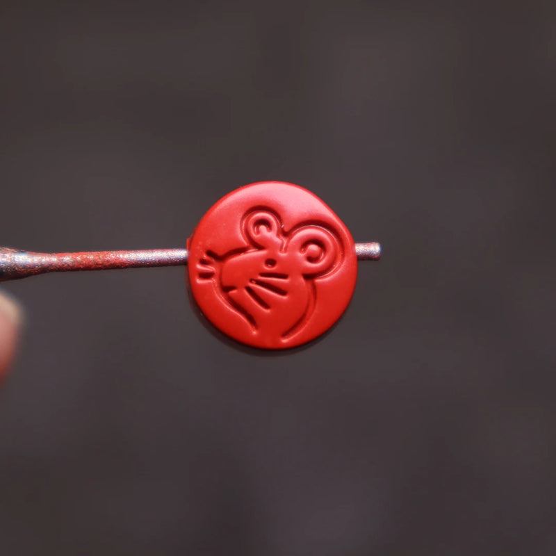 Cinnabar Jade Round Beads Carved Zodiac Necklace for Good Luck