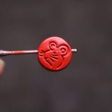 Cinnabar Jade Round Beads Carved Zodiac Necklace for Good Luck