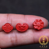 Natural Red Cinnabar Beads Carved Eardrop Bracelet Necklace DIY Accessories