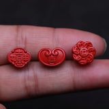 Natural Red Cinnabar Beads Carved Eardrop Bracelet Necklace DIY Accessories