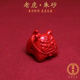 Red Cinnabar Beads Carved Tigerkin Eardrop Bracelet Necklace