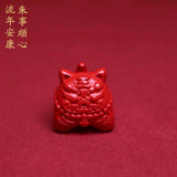 Red Cinnabar Beads Carved Tigerkin Eardrop Bracelet Necklace