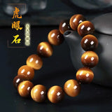 Natural Yellow Tigereye Jade Round Beads Bracelet 8mm 10mm 12mm
