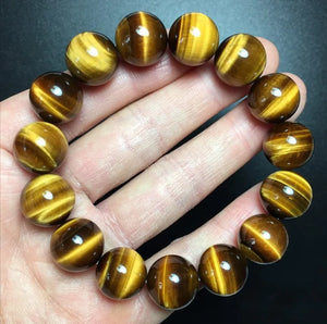 Yellow Gradient Tiger Eye Stone Jade Round Beads Bracelets for Couples