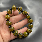 Yellow Jade Agate Dragon Pattern Bracelet for Men Women