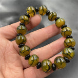 Yellow Jade Agate Dragon Pattern Bracelet for Men Women